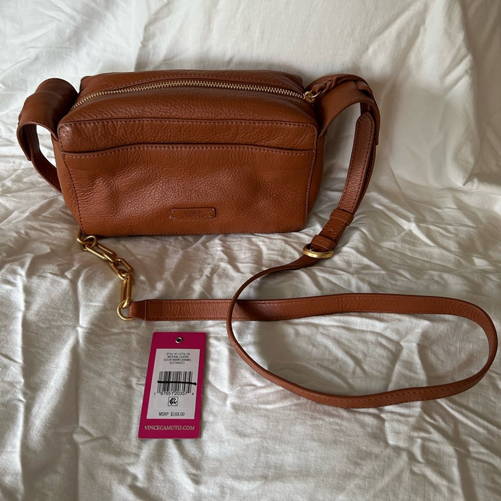 Vince Camuto Brown Leather Crossbody/ Camera Bag with Adjustable Strap